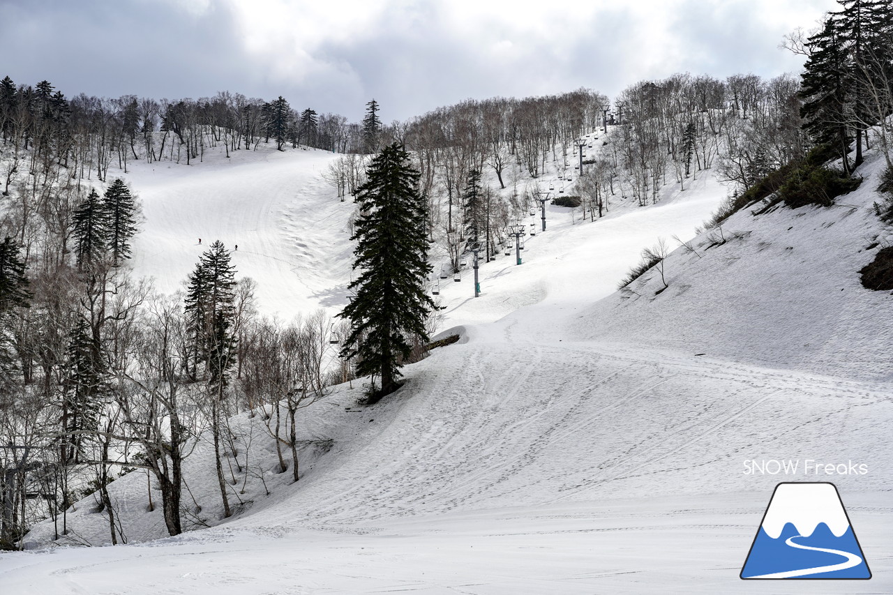 富良野スキー場 のんびりとした雰囲気漂う春のゲレンデ。そこに、サプライズゲスト・プロスキーヤー山木匡浩さん登場！